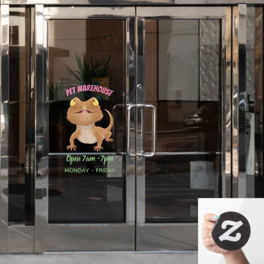 Cute happy bebaarzen dradenhagedis cartoon raamsticker (Kantoordeur)