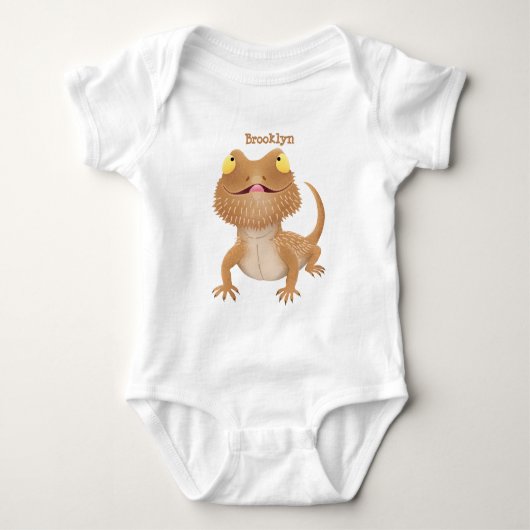 Cute happy bebaarzen dradenhagedis cartoon romper (Voorkant)