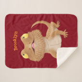 Cute happy bebaarzen dradenhagedis cartoon sherpa deken (Voorkant (horizontaal))