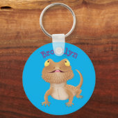 Cute happy bebaarzen dradenhagedis cartoon sleutelhanger (Voorkant)