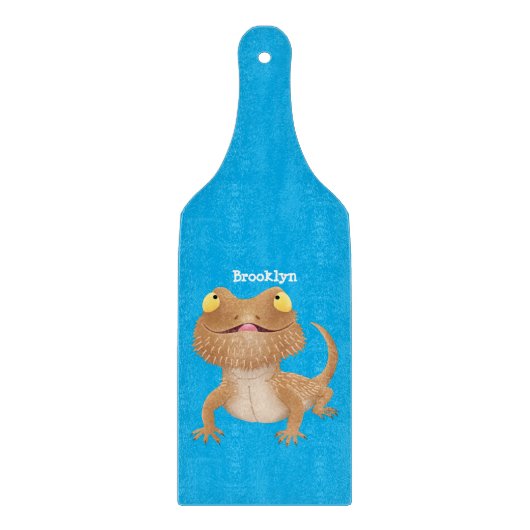 Cute happy bebaarzen dradenhagedis cartoon snijplank (Voorkant)