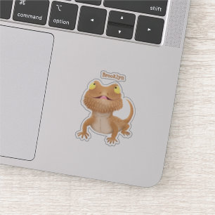 Cute happy bebaarzen dradenhagedis cartoon sticker