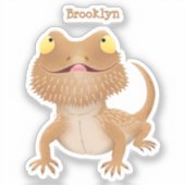 Cute happy bebaarzen dradenhagedis cartoon sticker (Voorkant)