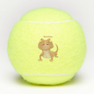 Cute happy bebaarzen dradenhagedis cartoon tennisballen