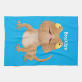 Cute happy bebaarzen dradenhagedis cartoon theedoek (Horizontaal)