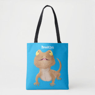 Cute happy bebaarzen dradenhagedis cartoon tote bag