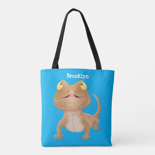Cute happy bebaarzen dradenhagedis cartoon tote bag (Achterkant)