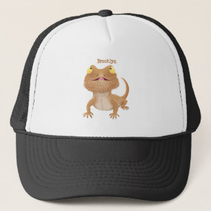 Cute happy bebaarzen dradenhagedis cartoon trucker pet