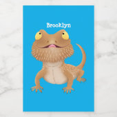 Cute happy bebaarzen dradenhagedis cartoon voedselcontainer etiket (Enkel label)