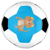 Cute happy bebaarzen dradenhagedis cartoon voetbal (Gedraaid)