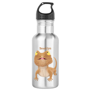 Cute happy bebaarzen dradenhagedis cartoon  waterfles 