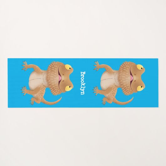 Cute happy bebaarzen dradenhagedis cartoon yogamat (Achterkant (horizontaal))