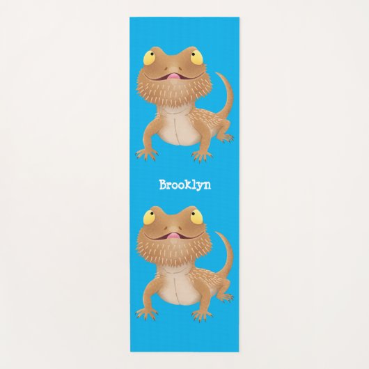 Cute happy bebaarzen dradenhagedis cartoon yogamat (Voorkant)