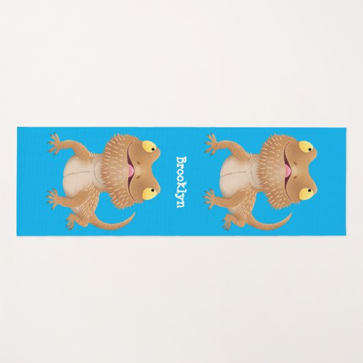 Cute happy bebaarzen dradenhagedis cartoon yogamat (Voorkant (horizontaal))