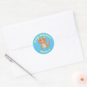 Cute happy bebaarzen drakenhagedis cartoon klassie ronde sticker (Envelop)