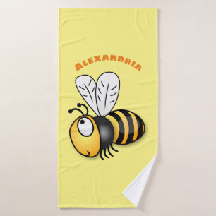 Cute happy bee cartoon illustratie bad handdoek
