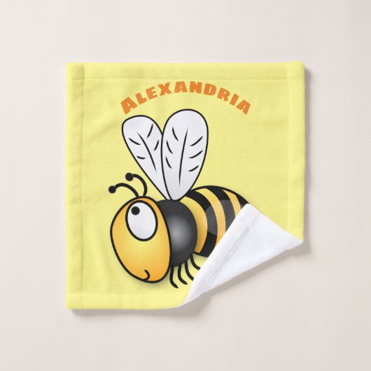 Cute happy bee cartoon illustratie bad handdoek (Wasdoekje)
