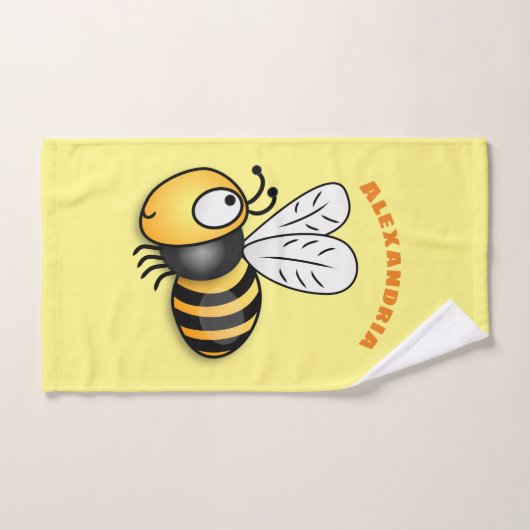 Cute happy bee cartoon illustratie bad handdoek (Handdoek)