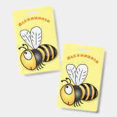 Cute happy bee cartoon illustratie badge (Voor- en achterkant)