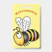 Cute happy bee cartoon illustratie badge (Achterkant)
