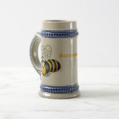 Cute happy bee cartoon illustratie bierpul (Voorkant links)