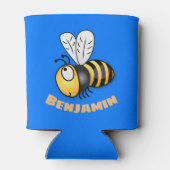 Cute happy bee cartoon illustratie blikjeskoeler (Achterkant)