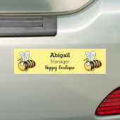Cute happy bee cartoon illustratie bumpersticker (Op auto)