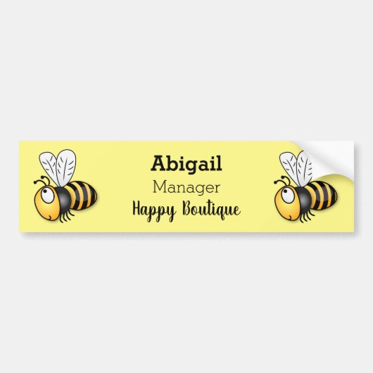 Cute happy bee cartoon illustratie bumpersticker (Voorkant)