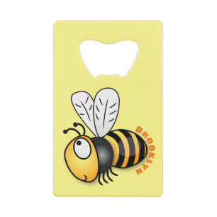 Cute happy bee cartoon illustratie creditkaart flessenopener