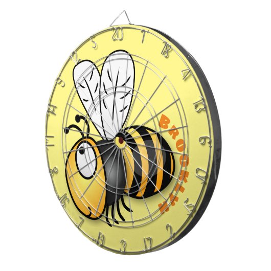 Cute happy bee cartoon illustratie dartbord (Voorkant Rechts)