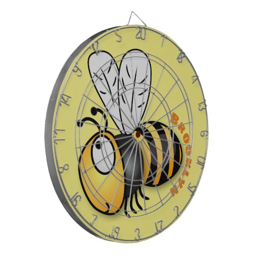 Cute happy bee cartoon illustratie dartbord (Voorkant Links)