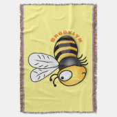 Cute happy bee cartoon illustratie deken (Voorkant Verticaal)