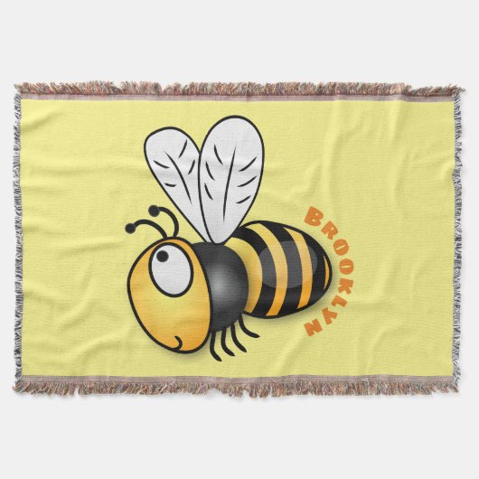 Cute happy bee cartoon illustratie deken (Voorkant)