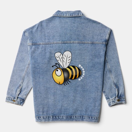 Cute happy bee cartoon illustratie denim jacket (Achterkant)