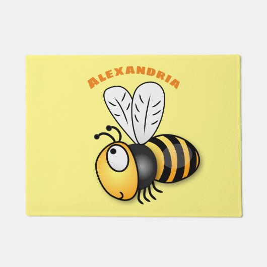 Cute happy bee cartoon illustratie deurmat (Voorkant)