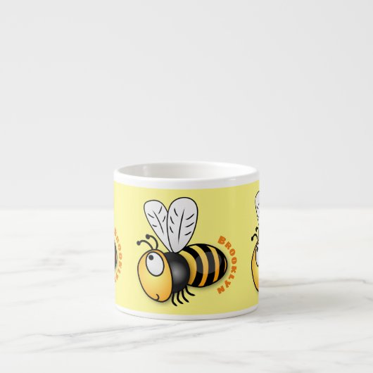 Cute happy bee cartoon illustratie espresso kop (Voorkant)