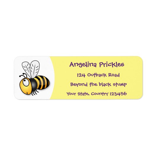 Cute happy bee cartoon illustratie etiket (Voorkant)