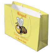 Cute happy bee cartoon illustratie groot cadeauzakje (Achterkant Gekanteld)