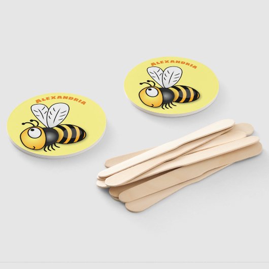 Cute happy bee cartoon illustratie handwaaier (Niet-gemonteerd)