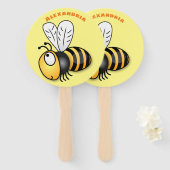 Cute happy bee cartoon illustratie handwaaier (Voorkant en achterkant)