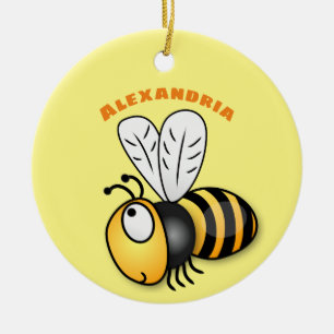 Cute happy bee cartoon illustratie keramisch ornament