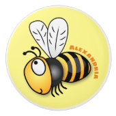 Cute happy bee cartoon illustratie keramische knop (Voorkant)