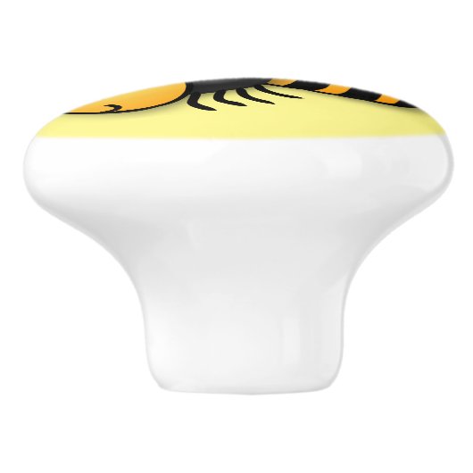 Cute happy bee cartoon illustratie keramische knop (Zijkant)