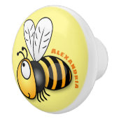 Cute happy bee cartoon illustratie keramische knop (Rechts)