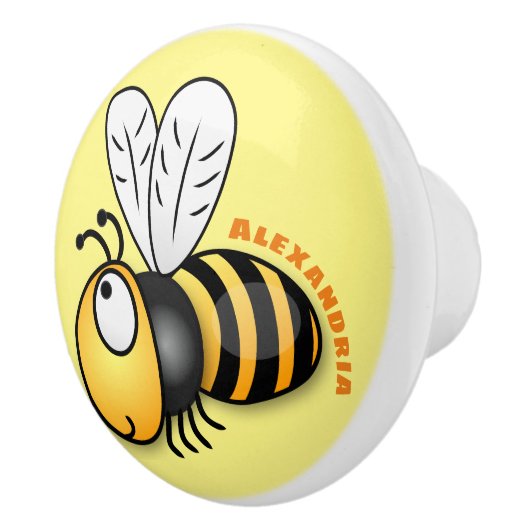 Cute happy bee cartoon illustratie keramische knop (Rechts)