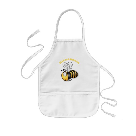 Cute happy bee cartoon illustratie kinder schort (Voorkant)
