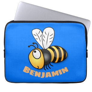 Cute happy bee cartoon illustratie laptop sleeve