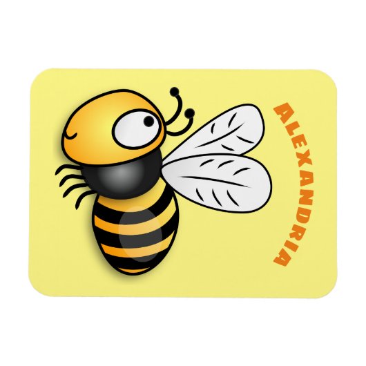Cute happy bee cartoon illustratie magneet (Horizontaal)