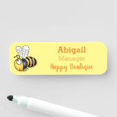 Cute happy bee cartoon illustratie naamplaatje (In situ)