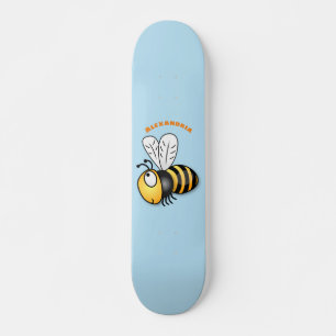 Cute happy bee cartoon illustratie persoonlijk skateboard